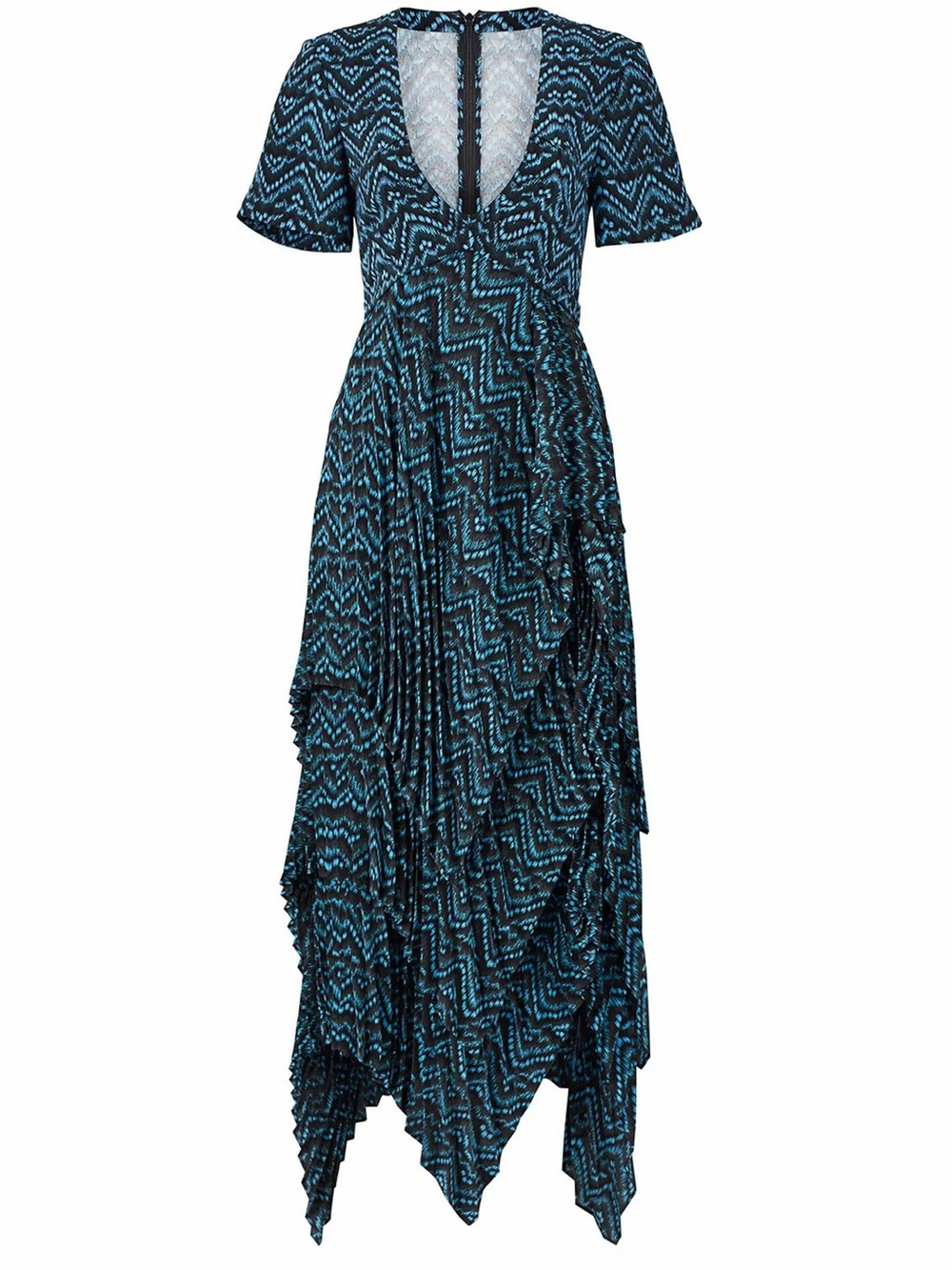 A.L.C. Silk Asymmetrical Pleated Midi Dress Size 6